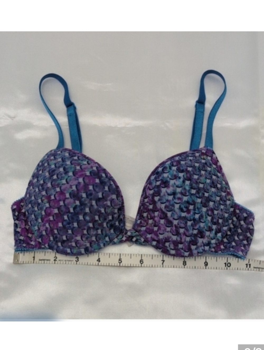 Sexy Padded Push-up Bra 34A On Gossamer Turquoise  Purple print  Summer - Picture 5 of 8